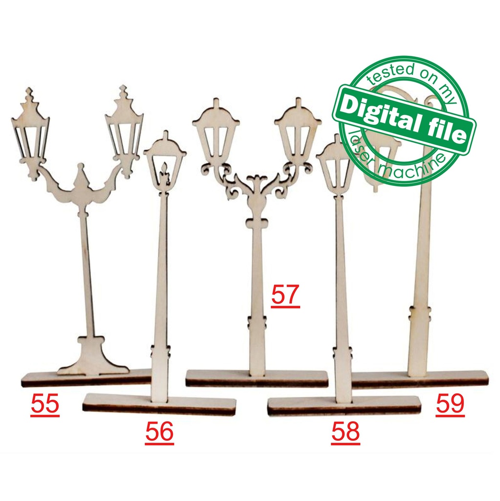 DXF, SVG files for laser Christmas Village, Super Big Set, Bundle of 59 pieces, Winter Scene, Glowforge, Plywood or MDF 3.2 mm