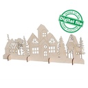 DXF, SVG files for laser Christmas Wintar Village, Church, Winter Forest, Rustic Wood, Glowforge, Material thickness 3.2 / 6.4 mm