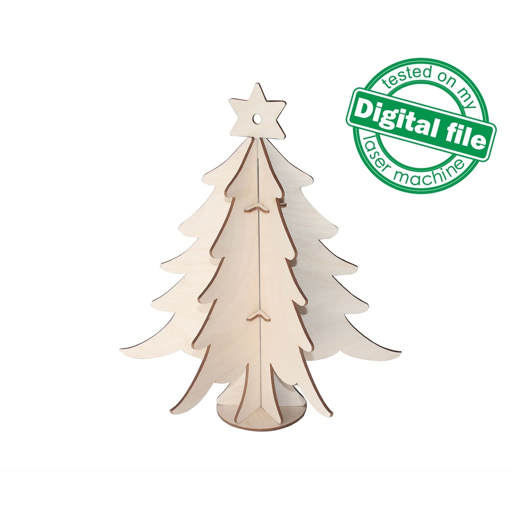 DXF, SVG files for laser Christmas decor Tree Table Figurine with star, Candy bar, Glowforge, Material thickness 3.2 mm