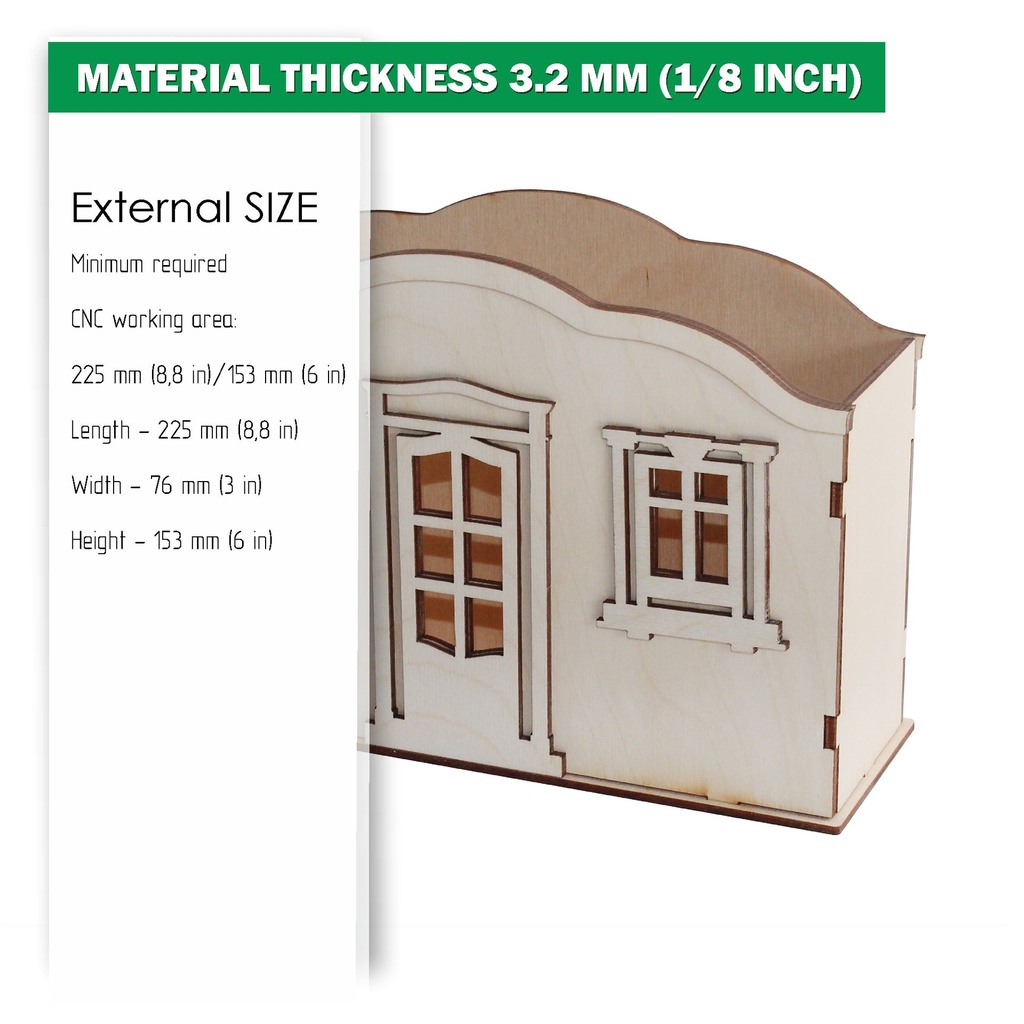 DXF, SVG files for laser Flower box, Desk organizer set, Pen Holder, Decorative house, Material thickness 3.2 mm