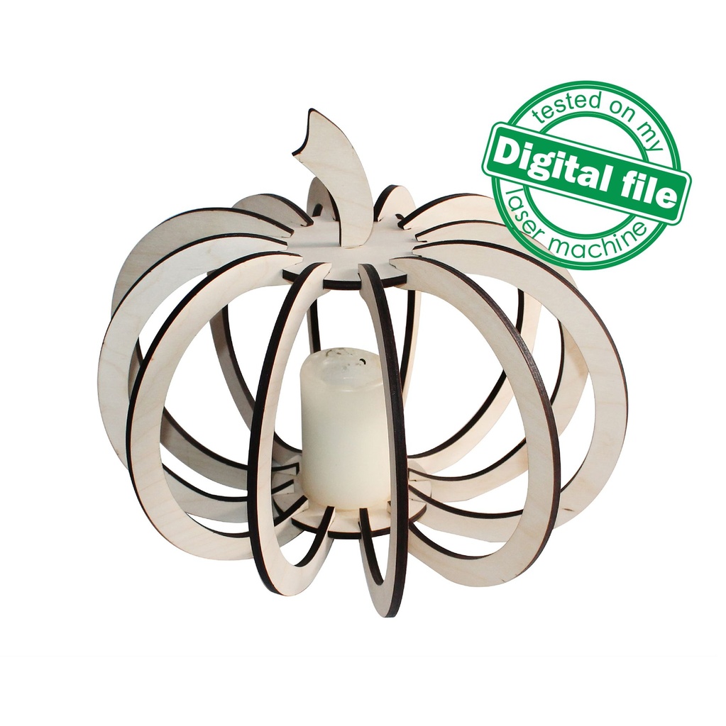 DXF, SVG files for laser Wooden Pumpkin Lanterns, Fall Decoration, Harvest 3D Puzzle, 3 Different Design, Glowforge, Material 6.4 mm