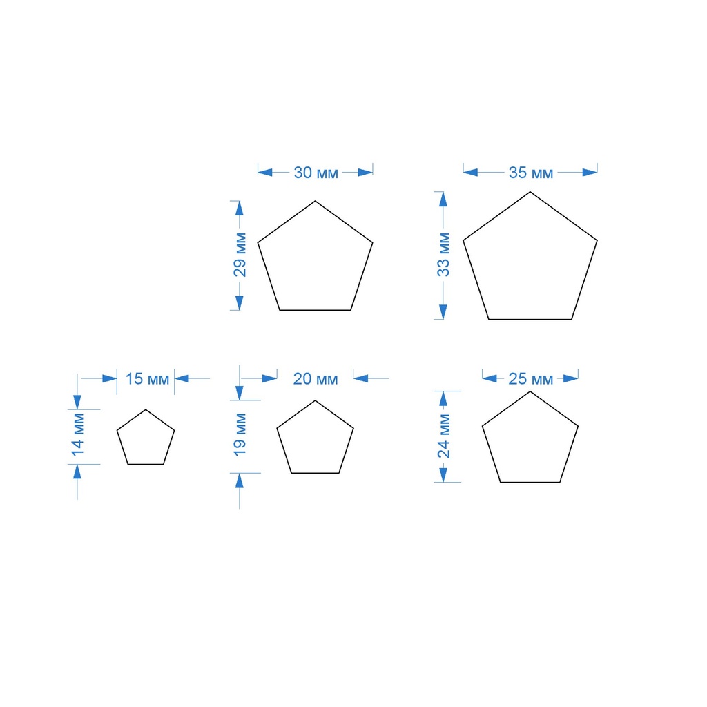 Pentagon, 5 Sizes, Digital STL File For 3D Printing, Polymer Clay Cutter, Earrings, Cookie, sharp, strong edge (copy)