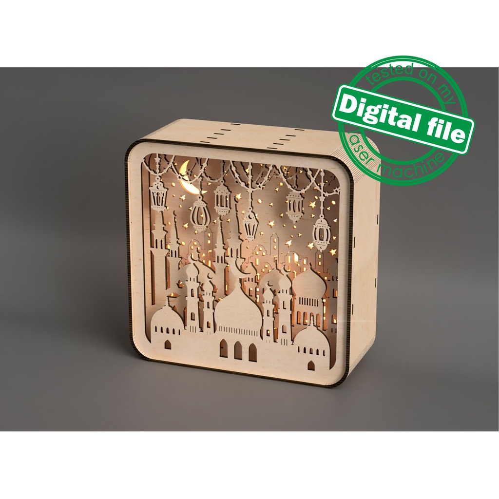 DIY Islamic Lightbox, Ramadan Shadow Box, Two different sizes DXF, SVG files for laser, Eid Mubarak, Decoration Idea, Material 1/8'' (3.2mm)