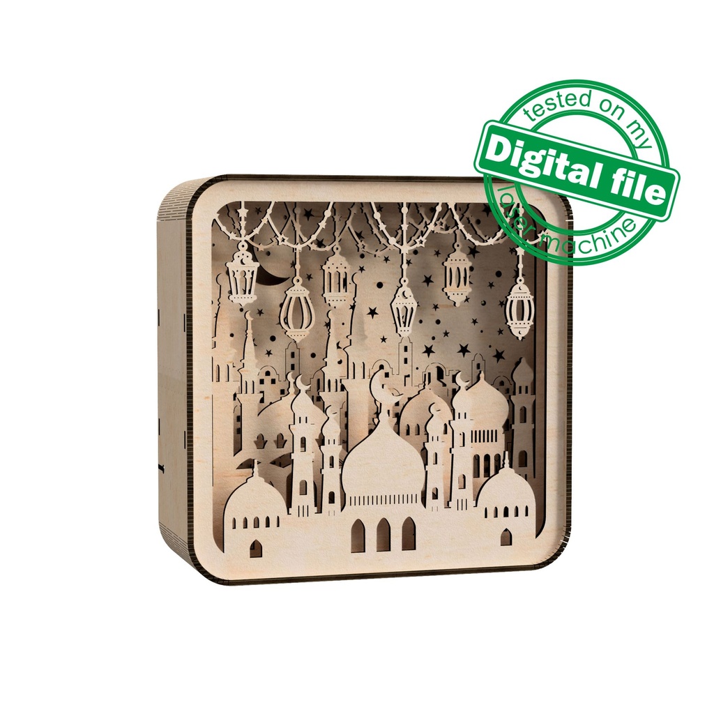DIY Islamic Lightbox, Ramadan Shadow Box, Two different sizes DXF, SVG files for laser, Eid Mubarak, Decoration Idea, Material 1/8'' (3.2mm)
