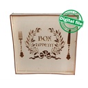 DXF, SVG files for laser Vintage Tray Bon Appetit, Candy bar decor, Engraved pattern French, Two different material thickness 3.2/6.4 mm