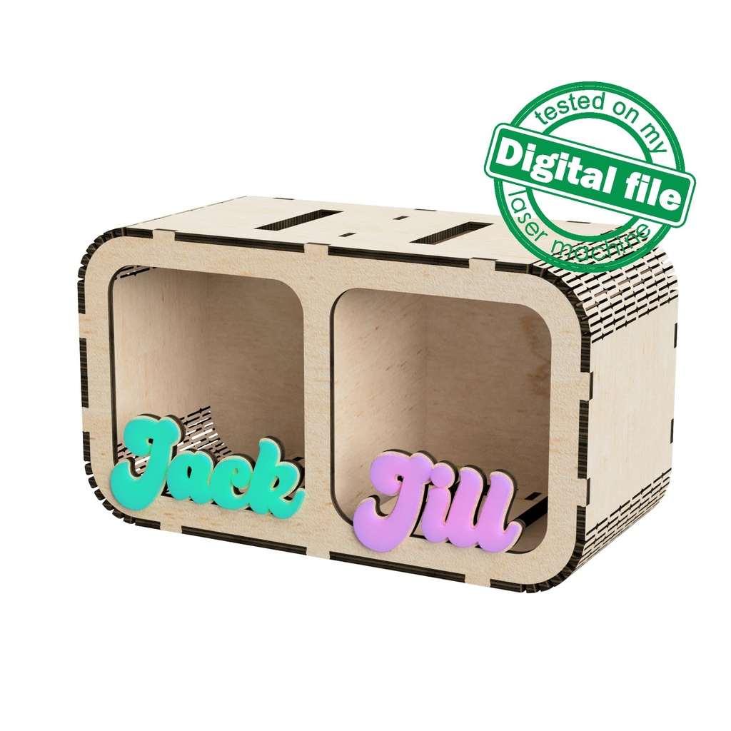 DXF, SVG files for laser Piggy bank with divider, personalized money box, Travel fund, Nursery Decor, Save or Share, Material 1/8'' (3 mm)