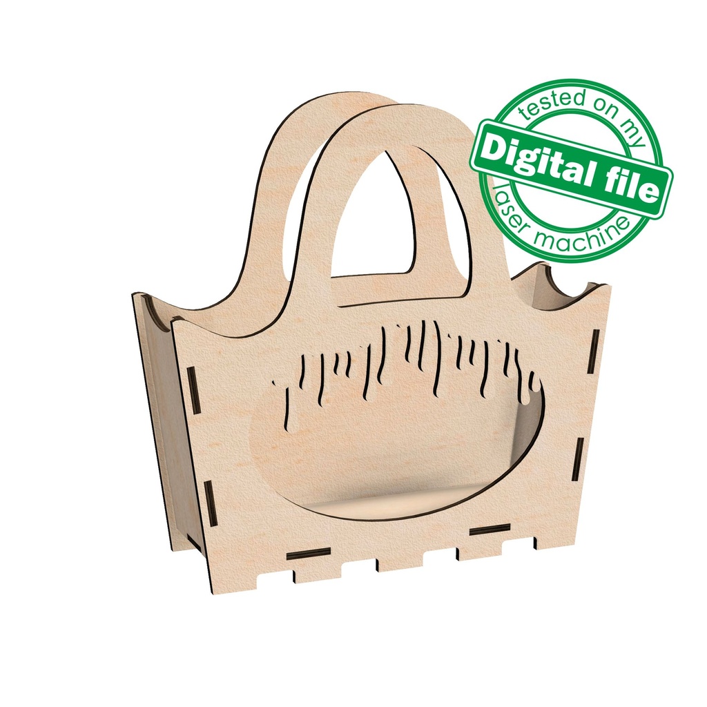 DXF, SVG files for laser Halloween Wooden handbag trick or treat, Vector project, Glowforge, Material thickness 1/8 inch (3.2 mm)