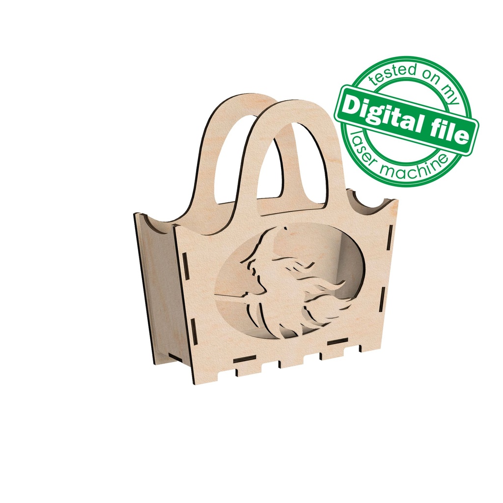 DXF, SVG files for laser Halloween Wooden handbag trick or treat, Vector project, Glowforge, Material thickness 1/8 inch (3.2 mm)