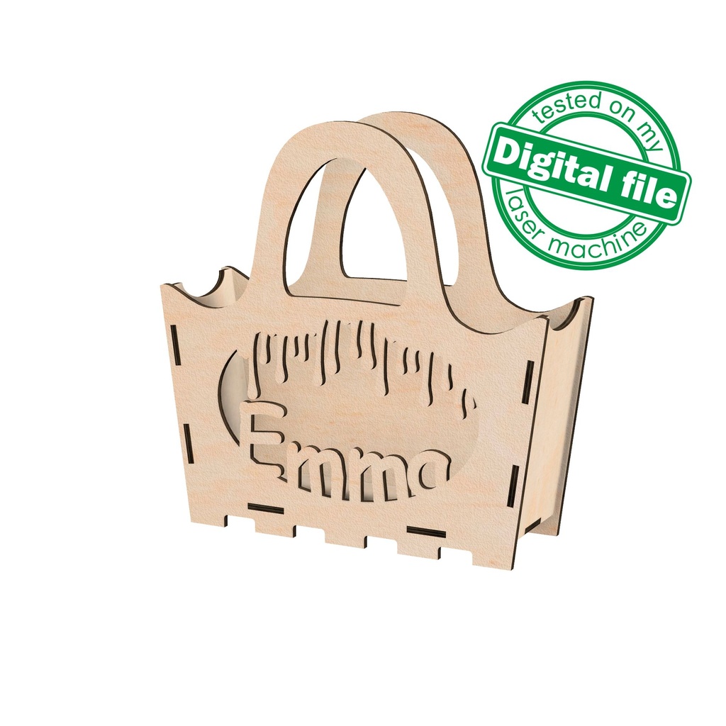 DXF, SVG files for laser Halloween Wooden handbag trick or treat, Vector project, Glowforge, Material thickness 1/8 inch (3.2 mm)