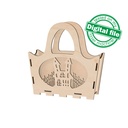 DXF, SVG files for laser Halloween Wooden handbag trick or treat, Vector project, Glowforge, Material thickness 1/8 inch (3.2 mm)