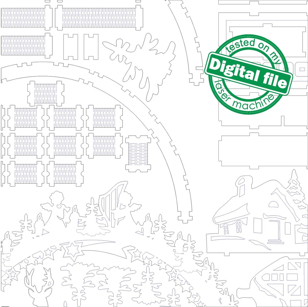 DXF file for laser Wooden Decoration Electrically Illuminated Light Arch,Wood Schwibbogen, Centerpiece, Light-up Christmas, SVG, PDF