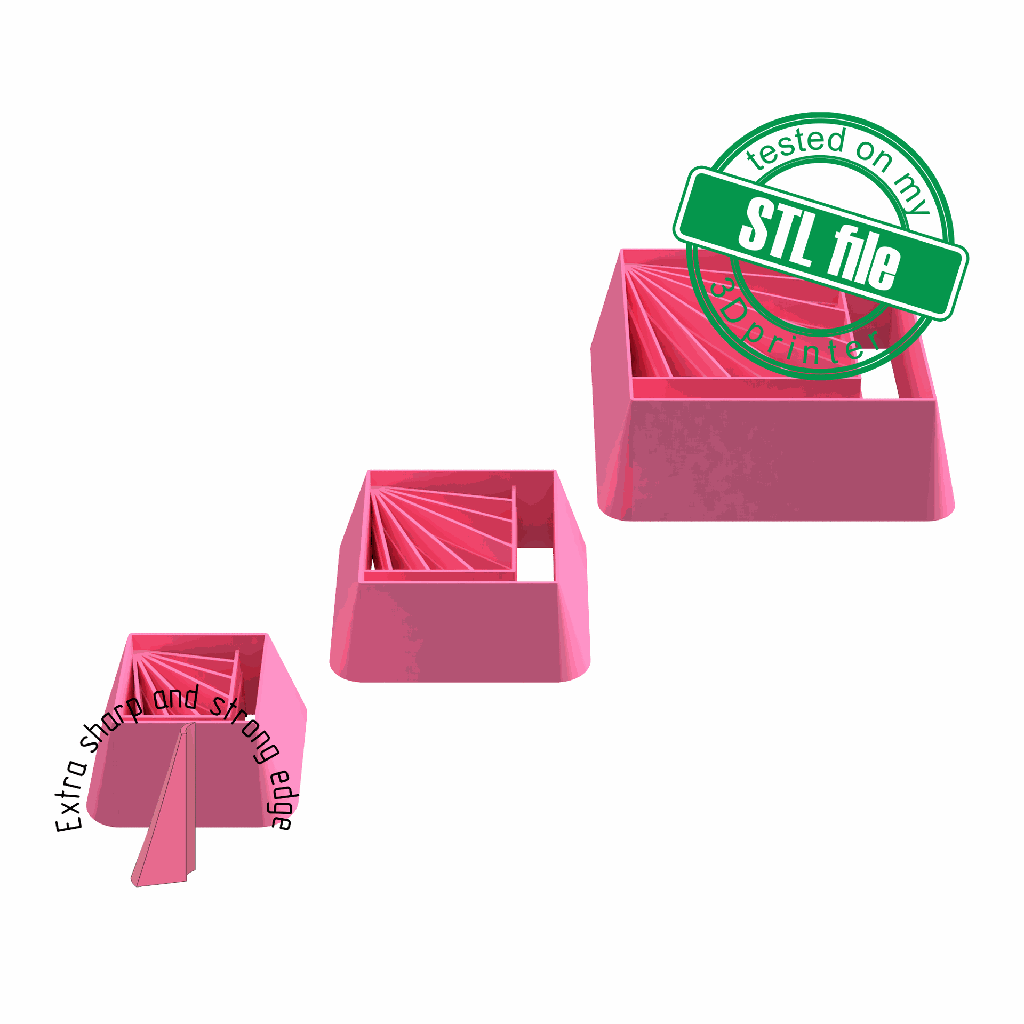 Art Deco dangles square with embossing, 3 Sizes, Digital STL File For 3D Printing, Polymer Clay Cutter, Earrings, Cookie, sharp, strong edge