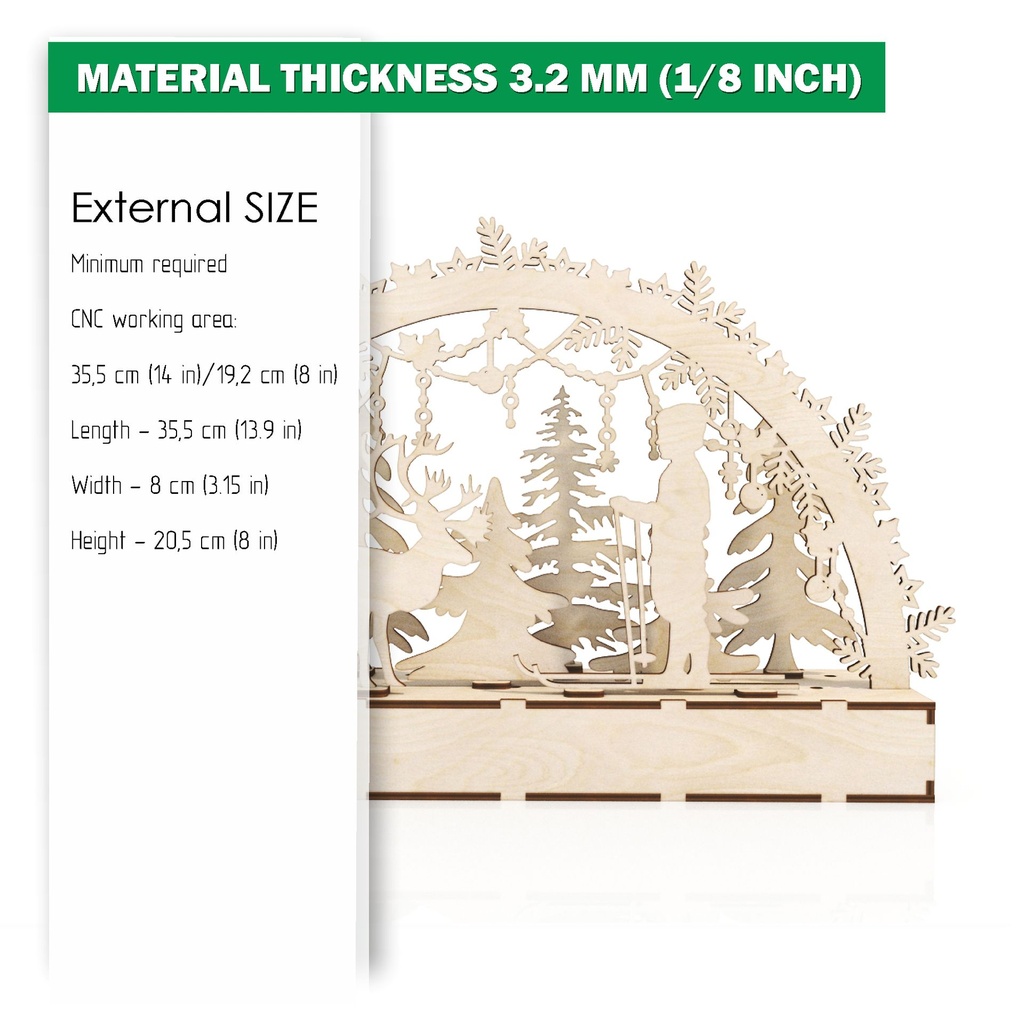 DXF file for laser Wooden Decoration Electrically Illuminated Light Arch,Wood Schwibbogen, Centerpiece, Light-up Christmas, SVG, PDF