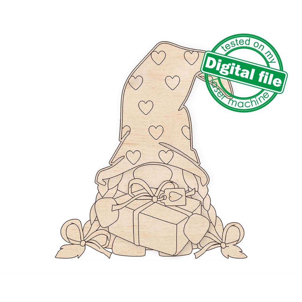 DXF, SVG Files Four different design St. Valentine's Gnome Girl Cutout, Shape, Paint by Line, Valentine's day, Wedding, door hanger template, SVG, DXF, PDF Laser cut files, Glowforge, Wedding decor, door hanger template