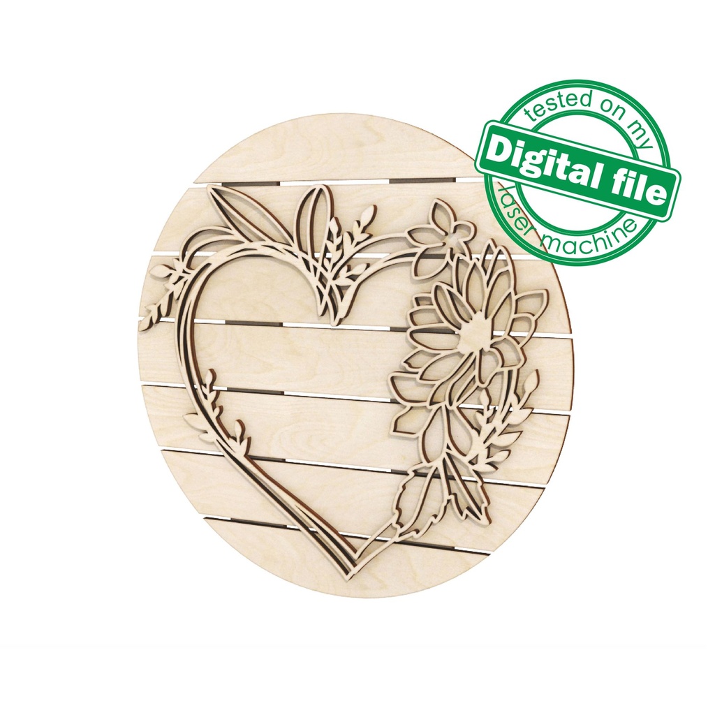 DXF, SVG Files Two different design Floral heart panel, Cricut, Silhouette, Glowforge, Valentine's day, Wedding decor, door hanger template