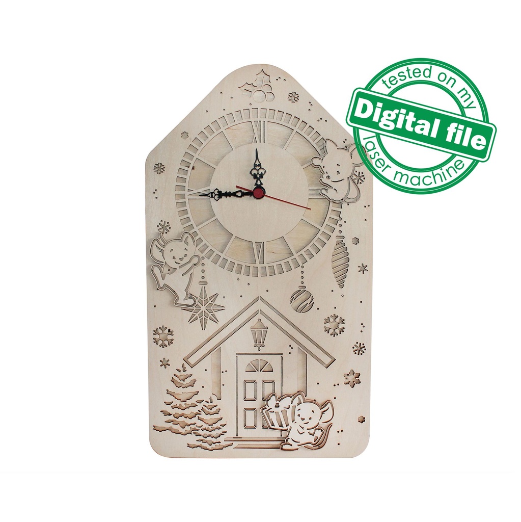 DXF, SVG file for laser Advent calendar House, Clock, Christmas tree, Winter village, Mice, Christmas tree, Plywood or MDF 3.2 mm