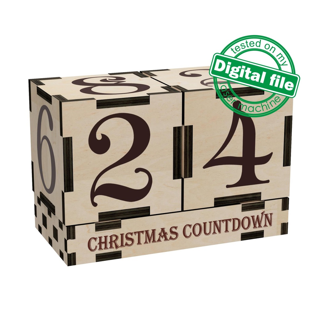 DXF, SVG file for laser Wooden Advent calendar Paris, Perpetual calendar, Christmas countdown, Days until Christmas, Plywood or MDF 3.2 mm