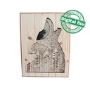 DXF, SVG files for 3D Laser Cut Large Wood Shadow Box, Multilayered Wood Sculptures, Forest, Howling Wolf, Glowing moon