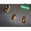 DXF, SVG files for LED garland string little Houses 12 different design, Christmas decoration, Material thickness 1/8 inch (3.2 mm)