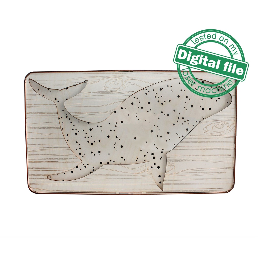 DXF, SVG files for Light Box Sky Whale, Starry Sky, Nursery Decor, Engraved Wood Pattern, flexible plywood, Glowforge ready file