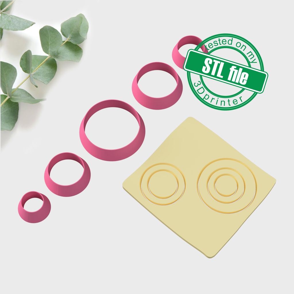 Basic Shapes Circle, 5 Sizes, Digital STL File For 3D Printing, Polymer Clay Cutter, Earrings
