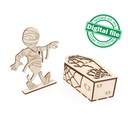 DXF, SVG files for laser 2 designs Halloween boxes & mummy, Vector project, Glowforge, Material thickness 1/8 inch (3.2 mm)