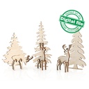 DXF, SVG files for laser 24 or 30 days of Christmas Advent calendar, Winter forest, Deer, Glowforge, Material thickness 1/8 inch (3.2 mm)