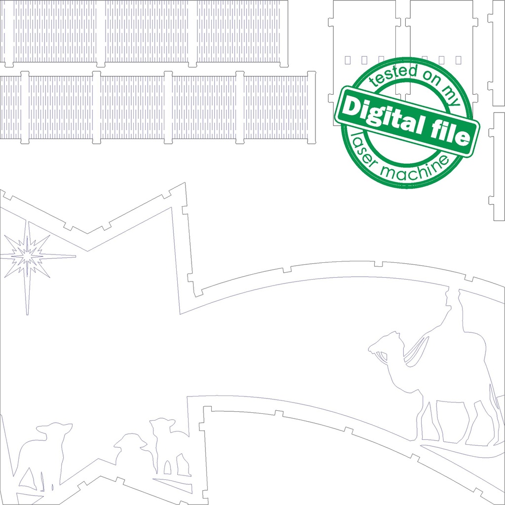 DXF, SVG files for laser Bethlehem star, Nativity scene baby jesus, Multilayered Light box, Light-up Christmas, Material 1/8 inch (3.2 mm)