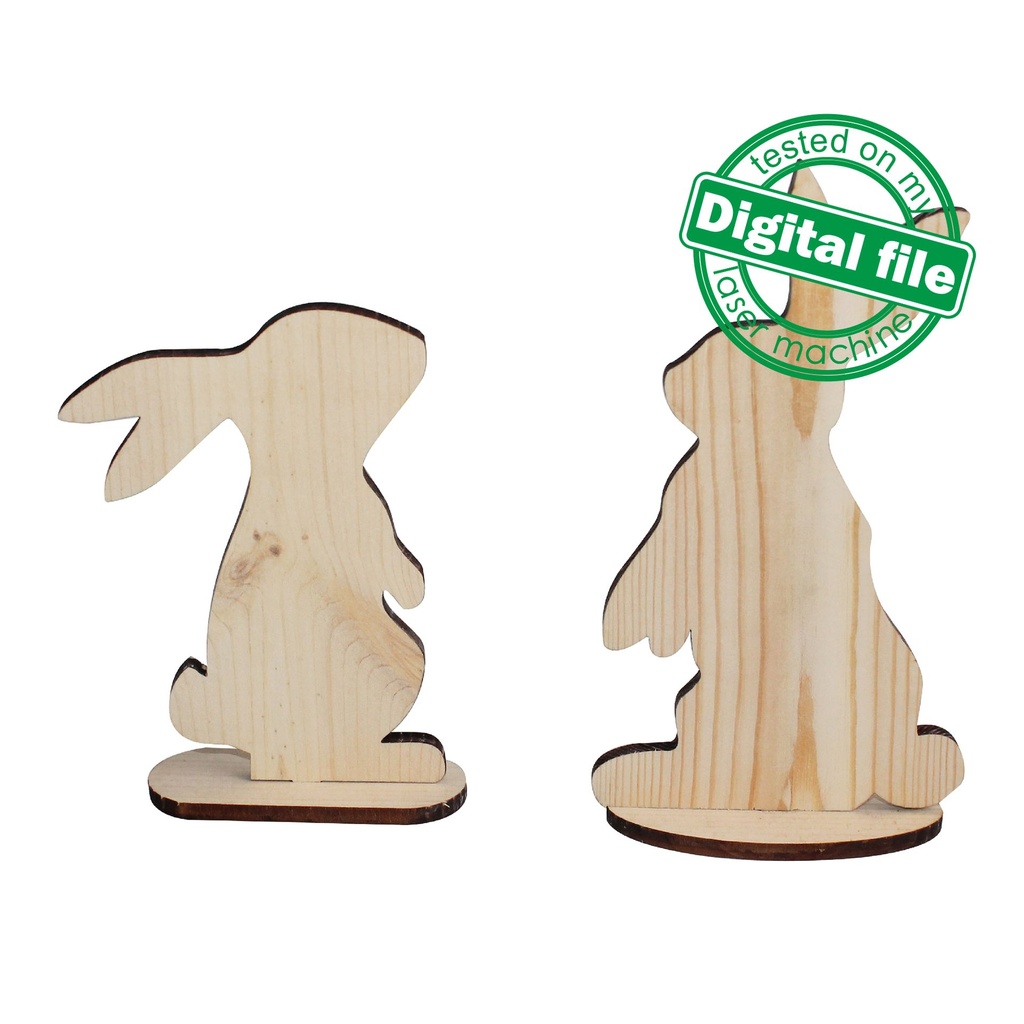 DXF, SVG files for laser Big Bundle of 10 Easter Wood Decorations, Rooster, Chicken, Duck, Bunny Rabbit, mini Tray, Two material thickness