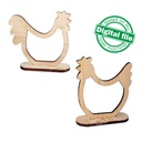 DXF, SVG files for laser Big Bundle of 10 Easter Wood Decorations, Rooster, Chicken, Duck, Bunny Rabbit, mini Tray, Two material thickness