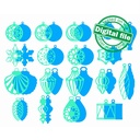 DXF, SVG files for laser Big Set Christmas Ornaments in the gift box, 18 Different Design, Glowforge ready, Layered Ornament pattern, Retro