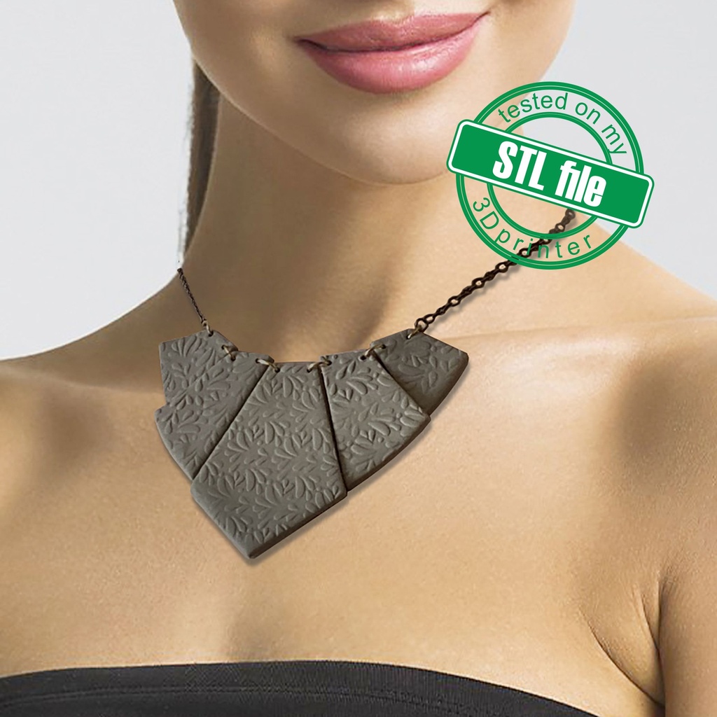 Full neck geometric style # 1, Digital STL File For 3D Printing, Polymer Clay Cutter, Jewelry making tools, Necklace, 5 different designs