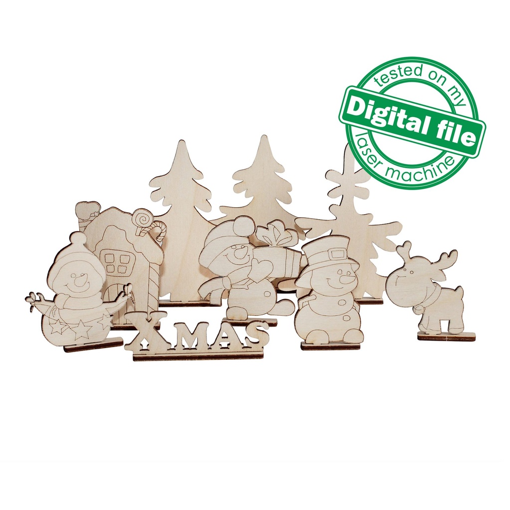 DXF, SVG files for laser Big set Napkin Holders, Table, fireplace Christmas decoration, Glowforge, Plywood or MDF 3.2 mm