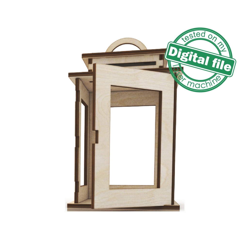 DXF, SVG files for laser Candle lantern with opening door, Vector ...