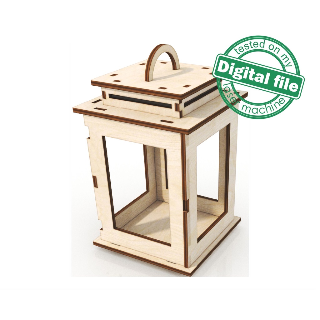 DXF, SVG files for laser Candle lantern with opening door, Vector projects, Glowforge, Material thickness 1/8 inch (3.2 mm)