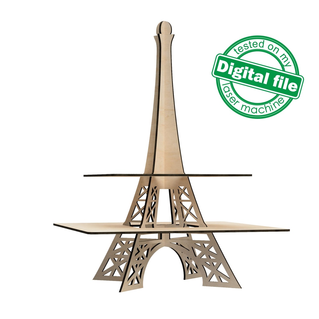 DXF, SVG files for laser Candy bar stand for cupcakes, Paris Collection, Tower Eiffel, Glowforge, Two material thickness 3.2 / 6.4 mm
