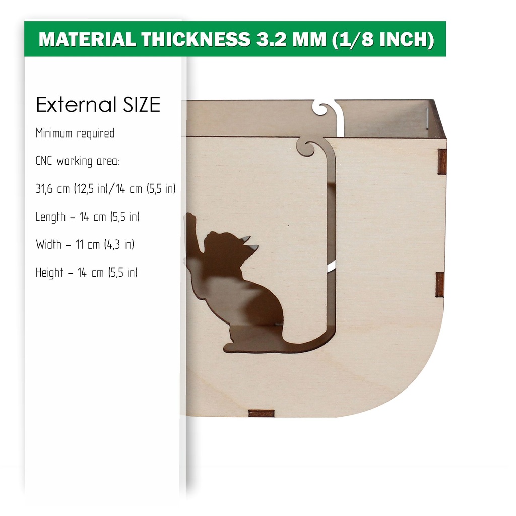 DXF, SVG files for laser Cat box, Crochet Storage Box, Knitting Yarn Box, Vector project, Glowforge, Material thickness 1/8 inch (3.2 mm)