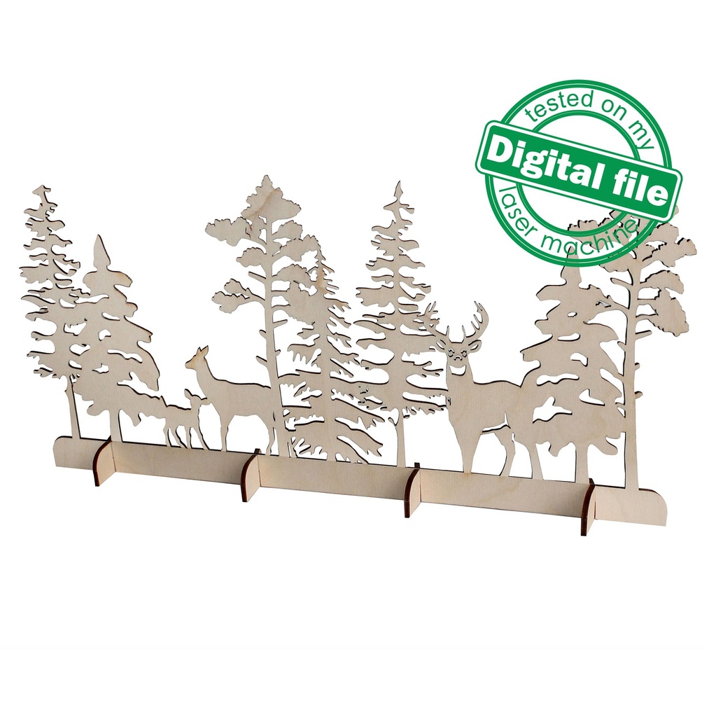 DXF, SVG files for laser Christmas Decoration, Village, Old town, Church, Deer, Winter forest, 5 Designs, Material thickness 3.2 / 6.4 mm