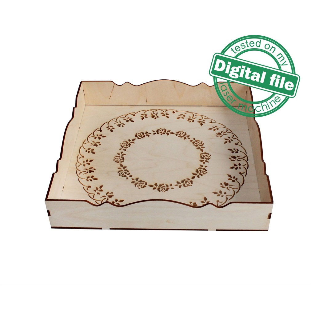 DXF, SVG files for laser Tray Roses, Candy bar decor, Glowforge, Two different material thickness 3.2 / 6.4 mm