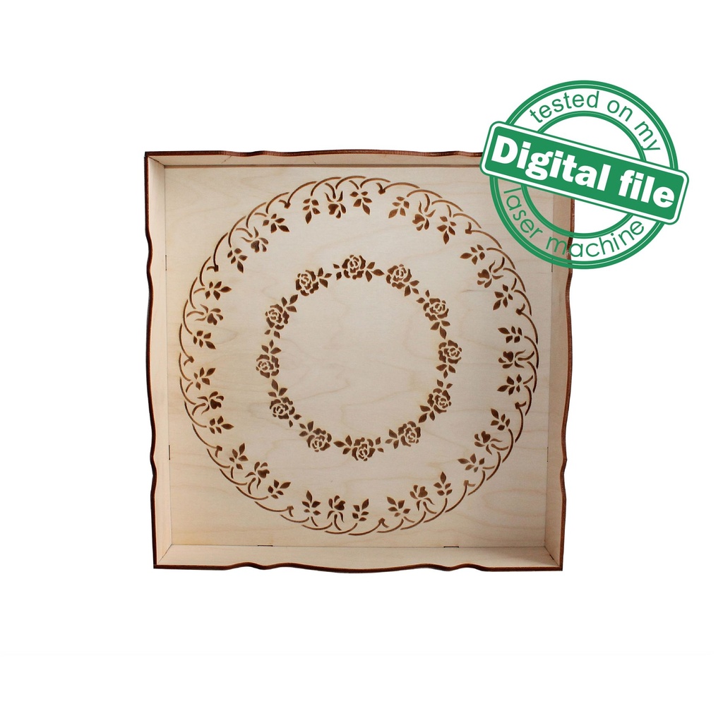 DXF, SVG files for laser Tray Roses, Candy bar decor, Glowforge, Two different material thickness 3.2 / 6.4 mm