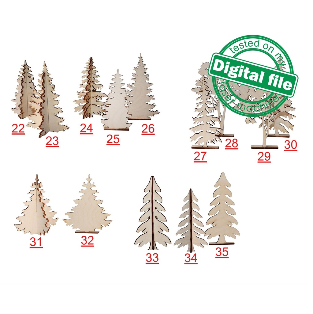 DXF, SVG files for laser Christmas Village, Super Big Set, Bundle of 59 pieces, Winter Scene, Glowforge, Plywood or MDF 3.2 mm