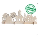 DXF, SVG files for laser Christmas Winter Village, Church, Forest, Rustic Wood, Glowforge, Material thickness 3.2 / 6.4 mm