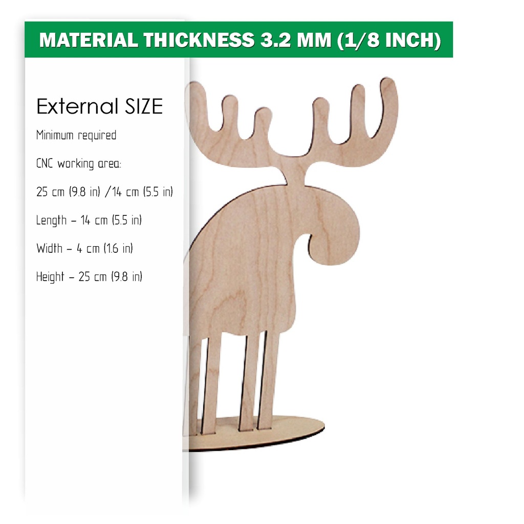 DXF, SVG files for laser Christmas decor set, Moose, Trees, Scandinavian style tea light candle holder, Material thickness 1/8 inch (3.2 mm)