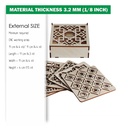 DXF, SVG files for Laser Cut Geometric Wood Coasters in box, Set of 6 Different design, Material thickness 3.2 mm (1/8 inch)