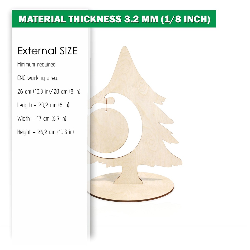 DXF, SVG files for laser Christmas decor, 3D Christmas tree, Vector project, Glowforge, Material thickness 1/8 inch (3.2 mm)