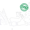 DXF, SVG files for laser Christmas village scene, Reindeer, Winter Forest, Rustic Wood, Glowforge, Material thickness 3.2 / 6.4 mm