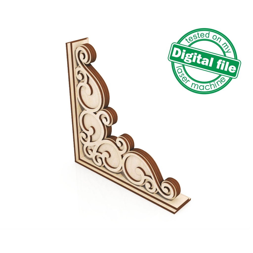 DXF, SVG files for laser Decorative Rustic Corbel, Home Decor, Vector project, Glowforge, Material thickness 1/8 inch (3.2 mm)