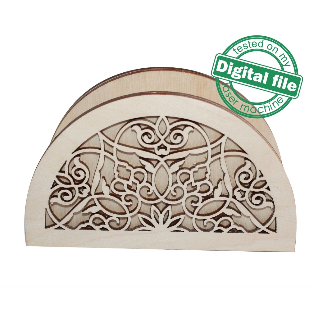 DXF, SVG files for laser Wooden Napkin or Letter Holder, Vector project, Glowforge, Material thickness 1/8 inch (3.2 mm)