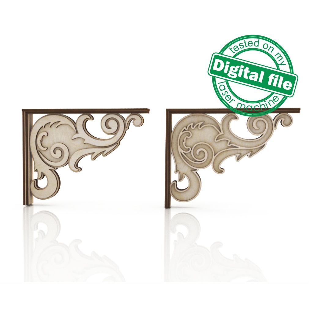 DXF, SVG files for laser Decorative Rustic Corbel, Two different designs, Home Decor, Glowforge, Material thickness 1/8 inch (3.2 mm)