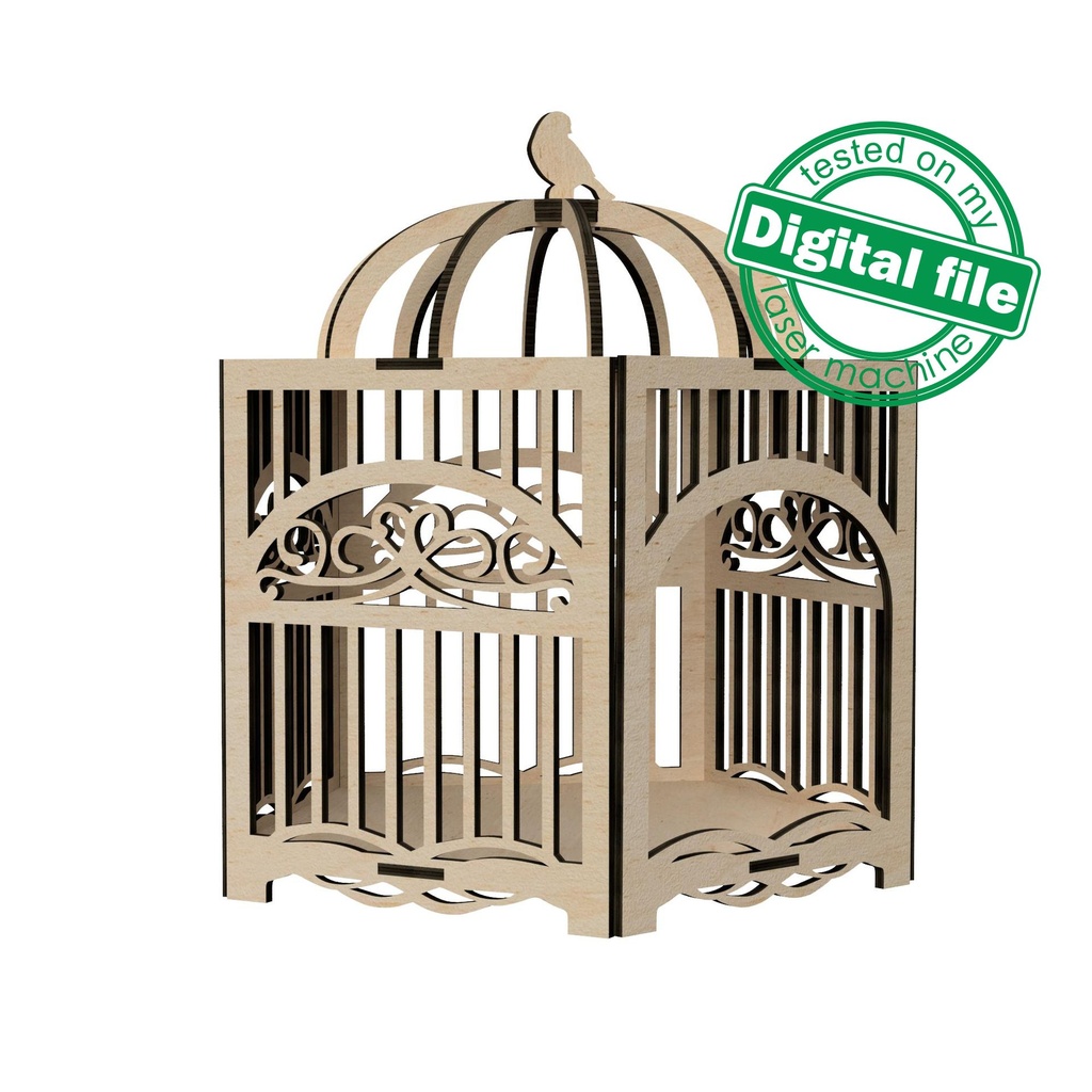 DXF, SVG files for laser Decorative french wooden bird cage, Wedding decor, Glowforge ready, Material thickness 3.2 mm (1/8 inch)